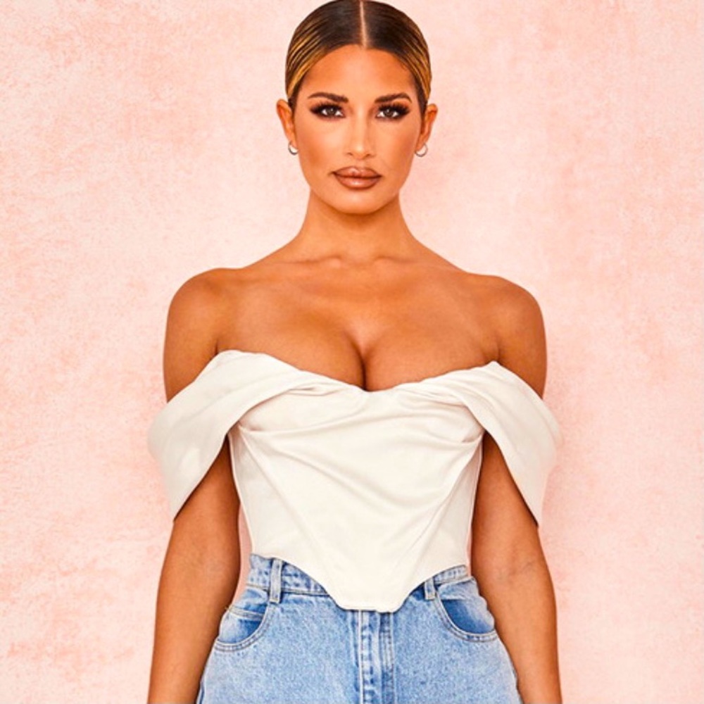 Silva Ivory Satin Draped Corset Top